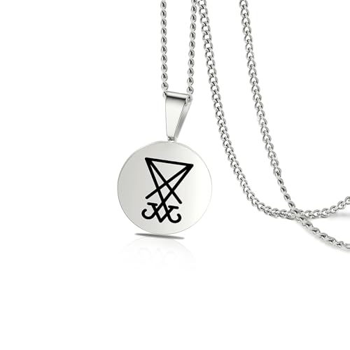 VASSAGO Sigil von Luzifer Halskette für Männer Frauen Edelstahl Satan isches Symbol Siegel von Satan Luzifer Anhänger Halskette Teufel Dämon Schmuck Geschenk (Halskette Luzifer-Silber) VASSAGO Sigil von Luzifer Halskette für Männer Frauen Edelstahl Satan isches Symbol Siegel von Satan Luzifer Anhänger Halskette Teufel Dämon Schmuck Geschenk (Halskette Luzifer-Silber) von VASSAGO