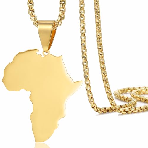 VASSAGO Afrika Karte Anhänger Halskette Afrika Karte Halsketten für Frauen Edelstahl Männer Afrika Kontinent Halskette Afrika Karte Schmuck Zierliche Anhänger Halskette Geschenk Mädchen Jungen (Gold) VASSAGO Afrika Karte Anhänger Halskette Afrika Karte Halsketten für Frauen Edelstahl Männer Afrika Kontinent Halskette Afrika Karte Schmuck Zierliche Anhänger Halskette Geschenk Mädchen Jungen (Gold) von VASSAGO