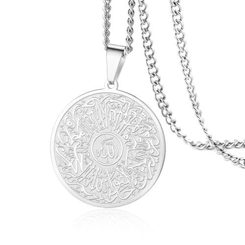 VASSAGO Allah-Halskette für Männer und Frauen, arabische Kalligraphie, Ayatul-Kursi-Halskette, islamisch, muslimisch, runder Anhänger, Islam, Eid, Ramadan, Schmuck, Geschenke, Edelstahl VASSAGO Allah-Halskette für Männer und Frauen, arabische Kalligraphie, Ayatul-Kursi-Halskette, islamisch, muslimisch, runder Anhänger, Islam, Eid, Ramadan, Schmuck, Geschenke, Edelstahl von VASSAGO