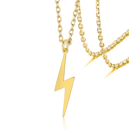 VASSAGO Blitz-Halskette für Damen und Herren, Edelstahl, Zirkonia, Donneranhänger, minimalistischer geometrischer Punk-Schmuck, Einheitsgröße, Edelstahl, Kein Edelstein VASSAGO Blitz-Halskette für Damen und Herren, Edelstahl, Zirkonia, Donneranhänger, minimalistischer geometrischer Punk-Schmuck, Einheitsgröße, Edelstahl, Kein Edelstein von VASSAGO