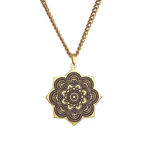 VASSAGO Buddhismus Lotus Blume Om Halskette für Männer Frauen Unalome Lotus Anhänger Buddism Om Aum Ohm Symbol Mandala Anhänger Yoga Spiritueller Schmuck Geschenk, Edelstahl VASSAGO Buddhismus Lotus Blume Om Halskette für Männer Frauen Unalome Lotus Anhänger Buddism Om Aum Ohm Symbol Mandala Anhänger Yoga Spiritueller Schmuck Geschenk, Edelstahl von VASSAGO