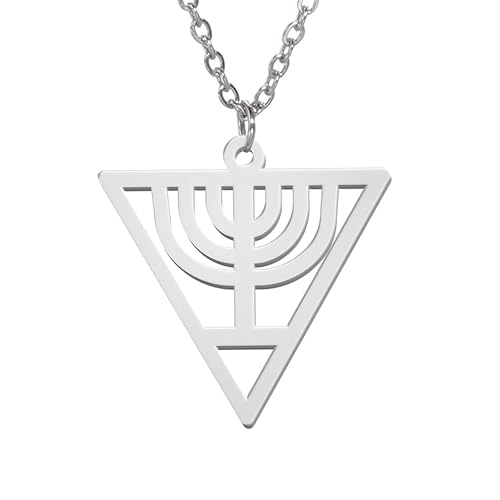 VASSAGO Chanukkah-Halskette Dreieck Menora Anhänger Halskette Edelstahl Chanukah Schmuck zierliche jüdische religiöse Geschenke für Teenager Frauen Männer, Edelstahl, Kein Edelstein VASSAGO Chanukkah-Halskette Dreieck Menora Anhänger Halskette Edelstahl Chanukah Schmuck zierliche jüdische religiöse Geschenke für Teenager Frauen Männer, Edelstahl, Kein Edelstein von VASSAGO