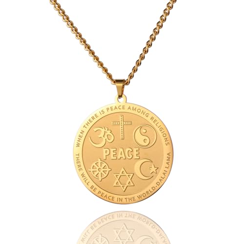 VASSAGO Coexist in Peace Halskette für Damen und Herren, Edelstahl, Yin-Yang-Kreuz, Om-Stern, Halbmond-Anhänger, religiöser Schmuck, edelstahl, Kein Edelstein VASSAGO Coexist in Peace Halskette für Damen und Herren, Edelstahl, Yin-Yang-Kreuz, Om-Stern, Halbmond-Anhänger, religiöser Schmuck, edelstahl, Kein Edelstein von VASSAGO