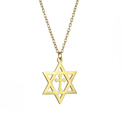 VASSAGO Davidstern-Anhänger, Halskette, Salomon, sechszackiger Stern, Talisman, Edelstahl, Hexagrael, jüdischer Israel, Schmuck für Herren VASSAGO Davidstern-Anhänger, Halskette, Salomon, sechszackiger Stern, Talisman, Edelstahl, Hexagrael, jüdischer Israel, Schmuck für Herren von VASSAGO