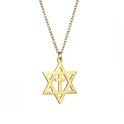 VASSAGO Davidstern-Anhänger Halskette Salomon sechszackiger Stern Talisman Edelstahl Hexagramm jüdischer Israel Schmuck für Herren, Edelstahl, Kein Edelstein VASSAGO Davidstern-Anhänger Halskette Salomon sechszackiger Stern Talisman Edelstahl Hexagramm jüdischer Israel Schmuck für Herren, Edelstahl, Kein Edelstein von VASSAGO