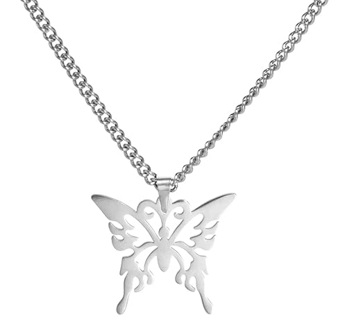 VASSAGO Halskette aus Edelstahl, hohl, Schmetterling, niedlicher Tier, Insektenanhänger, modischer Statement-Schmuck für Männer und Frauen, Edelstahl, kein Edelstein, Edelstahl, Kein Edelstein VASSAGO Halskette aus Edelstahl, hohl, Schmetterling, niedlicher Tier, Insektenanhänger, modischer Statement-Schmuck für Männer und Frauen, Edelstahl, kein Edelstein, Edelstahl, Kein Edelstein von VASSAGO
