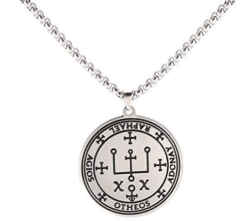 VASSAGO Edelstahl Talisman des Erzengels Raphael Siegel Halskette Engel Magie Runde Anhänger Gravur Amulett Halsketten für Männer und Frauen VASSAGO Edelstahl Talisman des Erzengels Raphael Siegel Halskette Engel Magie Runde Anhänger Gravur Amulett Halsketten für Männer und Frauen von VASSAGO