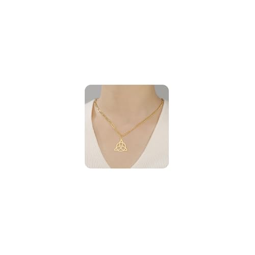 VASSAGO Good Luck Halskette mit irisch-keltischem Knoten, Edelstahl, Triquetra-Dreifaltigkeitsknoten-Anhänger, zeitloser geometrischer Schmuck für Wpmen-Männer, Einstellbar, Edelstahl, Kein Edelstein VASSAGO Good Luck Halskette mit irisch-keltischem Knoten, Edelstahl, Triquetra-Dreifaltigkeitsknoten-Anhänger, zeitloser geometrischer Schmuck für Wpmen-Männer, Einstellbar, Edelstahl, Kein Edelstein von VASSAGO