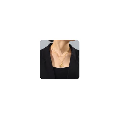 VASSAGO Good Luck Halskette mit irisch-keltischem Knoten, Edelstahl, Triquetra-Dreifaltigkeitsknoten-Anhänger, zeitloser geometrischer Schmuck für Wpmen-Männer, Einstellbar, Edelstahl, Kein Edelstein VASSAGO Good Luck Halskette mit irisch-keltischem Knoten, Edelstahl, Triquetra-Dreifaltigkeitsknoten-Anhänger, zeitloser geometrischer Schmuck für Wpmen-Männer, Einstellbar, Edelstahl, Kein Edelstein von VASSAGO
