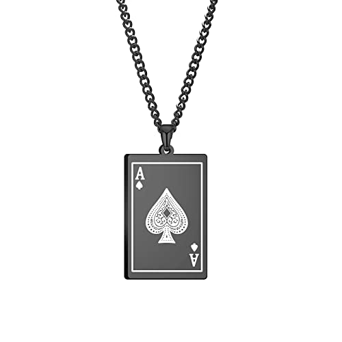 VASSAGO Halskette mit Anhänger für Männer und Frauen, Hip-Hop-Spielkartenanhänger, Edelstahl, Gothic, Poker-Karte, Halskette, Punk-Rock-Schmuck VASSAGO Halskette mit Anhänger für Männer und Frauen, Hip-Hop-Spielkartenanhänger, Edelstahl, Gothic, Poker-Karte, Halskette, Punk-Rock-Schmuck von VASSAGO