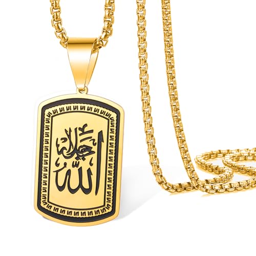 VASSAGO Halskette mit Allah-Medaillon-Anhänger, islamisches Allah-Symbol, Halskette, Edelstahl, islamisch, muslimisch, religiöser Charm, Schmuck, Geschenk für Damen und Herren, Einheitsgröße, VASSAGO Halskette mit Allah-Medaillon-Anhänger, islamisches Allah-Symbol, Halskette, Edelstahl, islamisch, muslimisch, religiöser Charm, Schmuck, Geschenk für Damen und Herren, Einheitsgröße, von VASSAGO