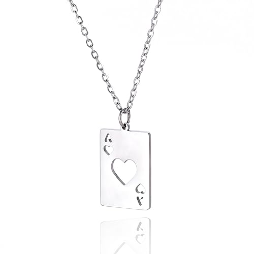 VASSAGO Halskette mit Anhänger für Männer und Frauen, Hip-Hop-Spielkartenanhänger, Edelstahl, Gothic, Poker-Karte, Halskette, Punk-Rock-Schmuck VASSAGO Halskette mit Anhänger für Männer und Frauen, Hip-Hop-Spielkartenanhänger, Edelstahl, Gothic, Poker-Karte, Halskette, Punk-Rock-Schmuck von VASSAGO