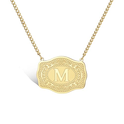 VASSAGO Halskette mit Gürtelschnalle und Initialbuchstaben für Damen und Herren, Edelstahl, geprägter Charm-Anhänger, zierliches, personalisiertes Schmuckgeschenk, Einstellbar, Edelstahl, Kein VASSAGO Halskette mit Gürtelschnalle und Initialbuchstaben für Damen und Herren, Edelstahl, geprägter Charm-Anhänger, zierliches, personalisiertes Schmuckgeschenk, Einstellbar, Edelstahl, Kein von VASSAGO
