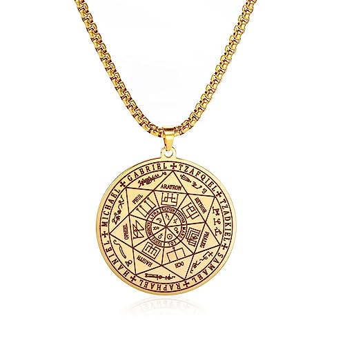 VASSAGO Halskette mit Siegel der 7 Erzengel, Edelstahl, spiritueller Talisman, Amulett, Hexe, heidnischer Schmuck für Männer und Frauen, Edelstahl, Kein Edelstein VASSAGO Halskette mit Siegel der 7 Erzengel, Edelstahl, spiritueller Talisman, Amulett, Hexe, heidnischer Schmuck für Männer und Frauen, Edelstahl, Kein Edelstein von VASSAGO