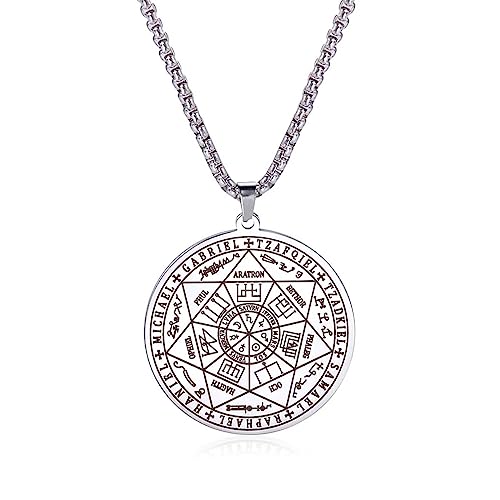VASSAGO Halskette mit Siegel der 7 Erzengel, Edelstahl, spiritueller Talisman, Amulett, Hexe, heidnischer Schmuck für Männer und Frauen, Edelstahl, Kein Edelstein VASSAGO Halskette mit Siegel der 7 Erzengel, Edelstahl, spiritueller Talisman, Amulett, Hexe, heidnischer Schmuck für Männer und Frauen, Edelstahl, Kein Edelstein von VASSAGO