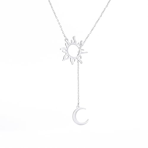 VASSAGO Halskette mit Sonnen- und Mondsichel-Anhänger, schlicht, trendig, niedlich, Schmuck, Geschenke für Damen und Herren, Adjustable, Edelstahl, Kein Edelstein VASSAGO Halskette mit Sonnen- und Mondsichel-Anhänger, schlicht, trendig, niedlich, Schmuck, Geschenke für Damen und Herren, Adjustable, Edelstahl, Kein Edelstein von VASSAGO