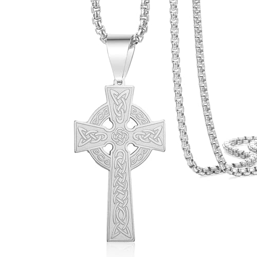 VASSAGO Halskette mit keltischem Kreuz für Herren, Edelstahl, irischer Knoten, religiöser Amulett-Anhänger, Glücksbringer, Geschenk für Frauen, One Size, Edelstahl, Kein Edelstein VASSAGO Halskette mit keltischem Kreuz für Herren, Edelstahl, irischer Knoten, religiöser Amulett-Anhänger, Glücksbringer, Geschenk für Frauen, One Size, Edelstahl, Kein Edelstein von VASSAGO