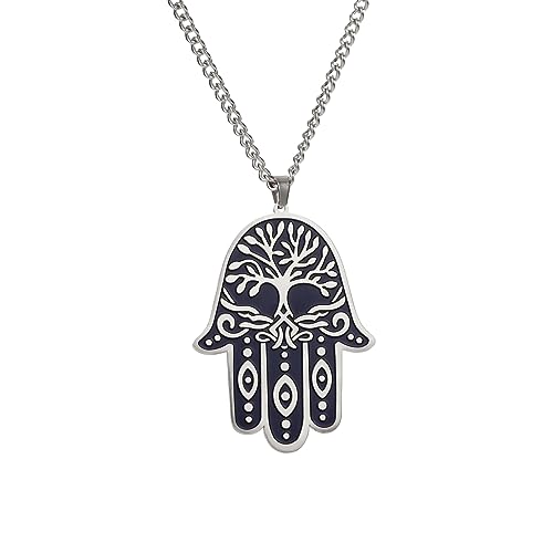 VASSAGO Hamsa-Handkette für Männer und Frauen, Hand der Fatima, böser Blick, Anhänger, Halskette, Baum des Lebens, Schmuck, arabisch, jüdisch, christlich, religiöse Geschenke, Edelstahl VASSAGO Hamsa-Handkette für Männer und Frauen, Hand der Fatima, böser Blick, Anhänger, Halskette, Baum des Lebens, Schmuck, arabisch, jüdisch, christlich, religiöse Geschenke, Edelstahl von VASSAGO