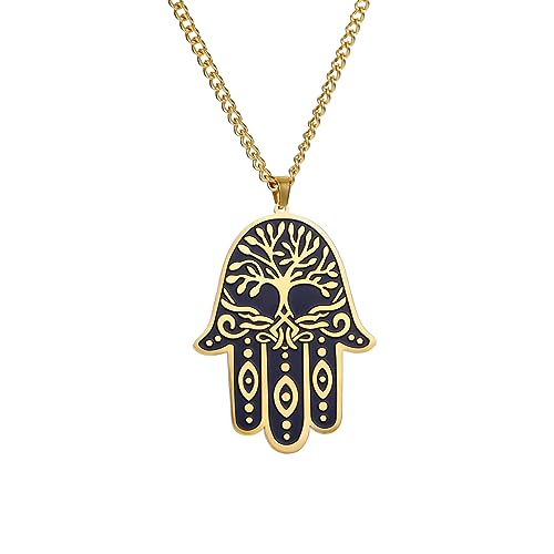 VASSAGO Hamsa-Handkette für Männer und Frauen, Hand der Fatima, böser Blick, Anhänger, Halskette, Baum des Lebens, Schmuck, arabisch, jüdisch, christlich, religiöse Geschenke, Edelstahl VASSAGO Hamsa-Handkette für Männer und Frauen, Hand der Fatima, böser Blick, Anhänger, Halskette, Baum des Lebens, Schmuck, arabisch, jüdisch, christlich, religiöse Geschenke, Edelstahl von VASSAGO