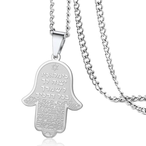 VASSAGO Hamsa Hand der Fatima Halskette für Frauen Männer Edelstahl Hebräisch Amulett Symbol Schmuck Geschenk, Edelstahl, Kein Edelstein VASSAGO Hamsa Hand der Fatima Halskette für Frauen Männer Edelstahl Hebräisch Amulett Symbol Schmuck Geschenk, Edelstahl, Kein Edelstein von VASSAGO