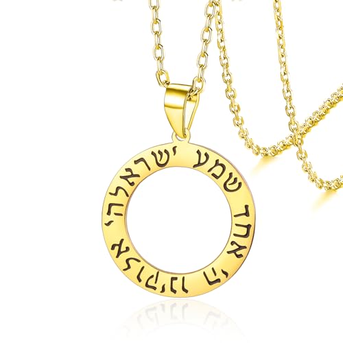 VASSAGO Hebräische Gebetskette für Damen und Herren, Edelstahl, Shema, Yisrael, Davidstern, jüdischer religiöser Segen (Gold-Halskette) VASSAGO Hebräische Gebetskette für Damen und Herren, Edelstahl, Shema, Yisrael, Davidstern, jüdischer religiöser Segen (Gold-Halskette) von VASSAGO