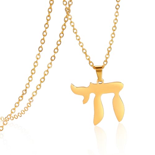 VASSAGO Jüdische Hebräisch Chai Anhänger Halskette für Frauen Männer Chai Symbol Edelstahl Jüdische Chai Arabische Kette Amulett Religion Schmuck Geschenke (Chai Halskette-Gold) VASSAGO Jüdische Hebräisch Chai Anhänger Halskette für Frauen Männer Chai Symbol Edelstahl Jüdische Chai Arabische Kette Amulett Religion Schmuck Geschenke (Chai Halskette-Gold) von VASSAGO