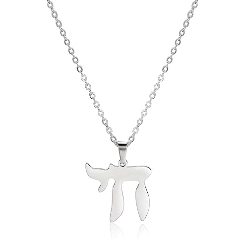 VASSAGO Jüdische Hebräisch Chai Anhänger Halskette für Frauen Männer Chai Symbol Edelstahl Jüdische Chai Arabische Kette Amulett Religion Schmuck Geschenke (Chai Halskette-Silber) VASSAGO Jüdische Hebräisch Chai Anhänger Halskette für Frauen Männer Chai Symbol Edelstahl Jüdische Chai Arabische Kette Amulett Religion Schmuck Geschenke (Chai Halskette-Silber) von VASSAGO