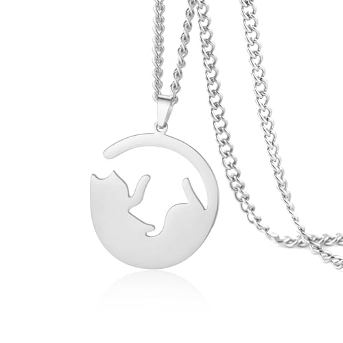 VASSAGO Katzen-Halskette für Damen und Herren, niedlicher Kätzchen-Anhänger, Halskette, hohl, Katzenliebhaber-Halskette, Kätzchen-Schmuck, Geschenke für Katzenliebhaber, Freunde, Adjustable, Edelstahl VASSAGO Katzen-Halskette für Damen und Herren, niedlicher Kätzchen-Anhänger, Halskette, hohl, Katzenliebhaber-Halskette, Kätzchen-Schmuck, Geschenke für Katzenliebhaber, Freunde, Adjustable, Edelstahl von VASSAGO