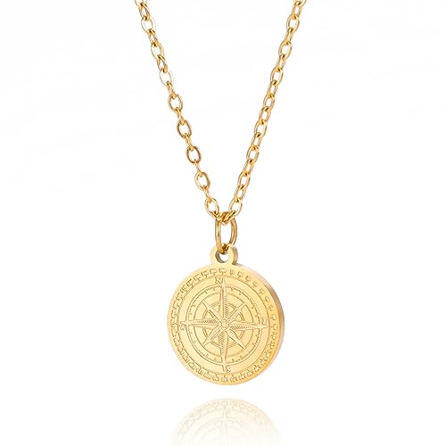 VASSAGO Kompass Halskette für Männer Frauen Nordstern Kompass Anhänger Halskette Vintage Nautische Graduierung Medaille Schmuck Amulett für Männer, Edelstahl VASSAGO Kompass Halskette für Männer Frauen Nordstern Kompass Anhänger Halskette Vintage Nautische Graduierung Medaille Schmuck Amulett für Männer, Edelstahl von VASSAGO