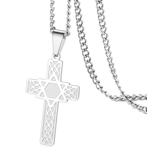 VASSAGO Kreuz Stern von David Anhänger Halskette für Männer Frauen Kruzifix Kreuz Anhänger mit Sechseck Religiöser jüdischer christlicher Schutz Schmuck Geschenk VASSAGO Kreuz Stern von David Anhänger Halskette für Männer Frauen Kruzifix Kreuz Anhänger mit Sechseck Religiöser jüdischer christlicher Schutz Schmuck Geschenk von VASSAGO