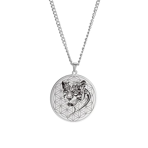 VASSAGO Leben Blume Halskette Edelstahl Mystery Leopard Anhänger Heilige Geometrie Tierschmuck für Männer Frauen VASSAGO Leben Blume Halskette Edelstahl Mystery Leopard Anhänger Heilige Geometrie Tierschmuck für Männer Frauen von VASSAGO
