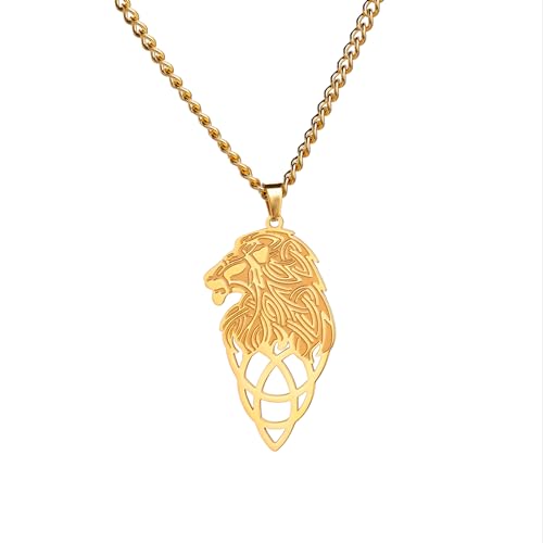 VASSAGO Löwe Halskette für Männer Frauen keltischen Knoten Löwe Kopf Anhänger Halskette Edelstahl Tier Löwe Leo Schmuck Geschenk für Vater Bruder Ehemann Sohn VASSAGO Löwe Halskette für Männer Frauen keltischen Knoten Löwe Kopf Anhänger Halskette Edelstahl Tier Löwe Leo Schmuck Geschenk für Vater Bruder Ehemann Sohn von VASSAGO