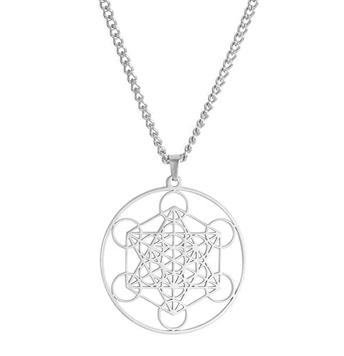 VASSAGO Metatron's Cube Halskette Edelstahl Geometrisch Hohle Mesh Anhänger Heiliges Hexagramm Religiöser Schmuck für Männer Frauen VASSAGO Metatron's Cube Halskette Edelstahl Geometrisch Hohle Mesh Anhänger Heiliges Hexagramm Religiöser Schmuck für Männer Frauen von VASSAGO