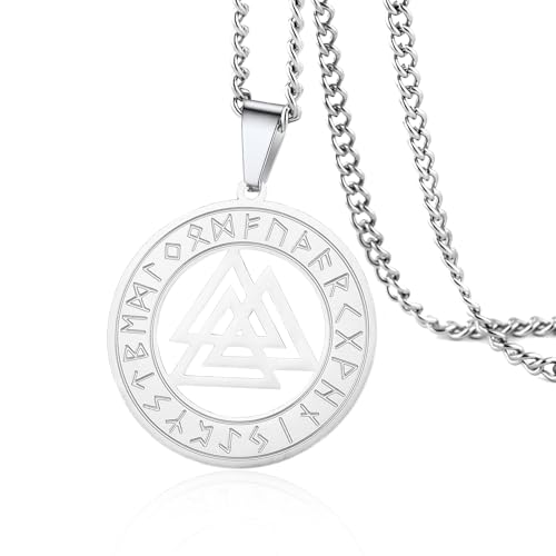 VASSAGO Halskette mit nordischem Wikingeranhänger, Edelstahl, ausgehöhlter Kompass, Valknut, keltischer Knoten, nordische Rune, Dreizack, Vegvisir-Anhänger, nordischer heidnischer Schmuck, Edelstahl VASSAGO Halskette mit nordischem Wikingeranhänger, Edelstahl, ausgehöhlter Kompass, Valknut, keltischer Knoten, nordische Rune, Dreizack, Vegvisir-Anhänger, nordischer heidnischer Schmuck, Edelstahl von VASSAGO