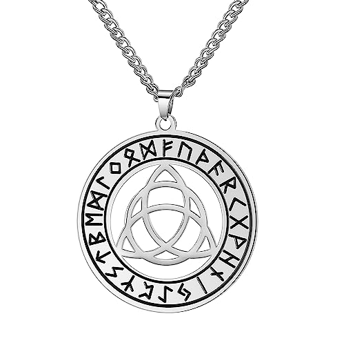 VASSAGO Halskette mit nordischem Wikingeranhänger, Edelstahl, ausgehöhlter Kompass, Valknut, keltischer Knoten, nordische Rune, Dreizack, Vegvisir-Anhänger, nordischer heidnischer Schmuck, Edelstahl VASSAGO Halskette mit nordischem Wikingeranhänger, Edelstahl, ausgehöhlter Kompass, Valknut, keltischer Knoten, nordische Rune, Dreizack, Vegvisir-Anhänger, nordischer heidnischer Schmuck, Edelstahl von VASSAGO