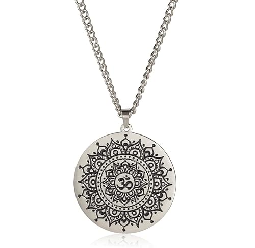 VASSAGO Om Aum Halskette Ohm Lotus Anhänger Buddha Kette Edelstahl Rund Meditationsschmuck für Männer Frauen VASSAGO Om Aum Halskette Ohm Lotus Anhänger Buddha Kette Edelstahl Rund Meditationsschmuck für Männer Frauen von VASSAGO