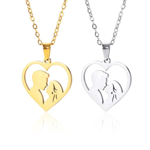 VASSAGO Paar-Halskette für Damen und Herren, Edelstahl-Herz-Halskette, Liebesküssen-Charm-Anhänger, Geburtstag, Valentinstag, Schmuck, Geschenk, Einheitsgröße, Edelstahl, Kein Edelstein VASSAGO Paar-Halskette für Damen und Herren, Edelstahl-Herz-Halskette, Liebesküssen-Charm-Anhänger, Geburtstag, Valentinstag, Schmuck, Geschenk, Einheitsgröße, Edelstahl, Kein Edelstein von VASSAGO