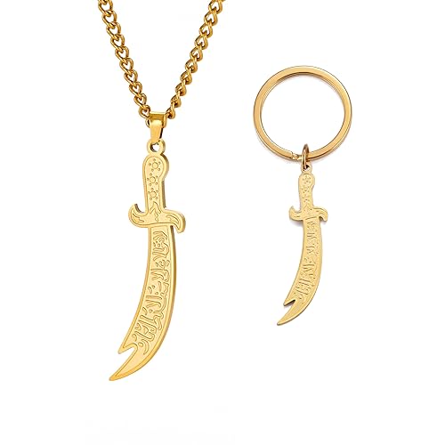 VASSAGO Schwert-Halskette für Männer und Frauen, Zulfiqar, Schwert, Halskette, Imam Ali Zulfiqar, Anhänger, arabische Rune, islamisch, muslimischer Schmuck, Talisman, Amulett, religiöses Geschenk, VASSAGO Schwert-Halskette für Männer und Frauen, Zulfiqar, Schwert, Halskette, Imam Ali Zulfiqar, Anhänger, arabische Rune, islamisch, muslimischer Schmuck, Talisman, Amulett, religiöses Geschenk, von VASSAGO
