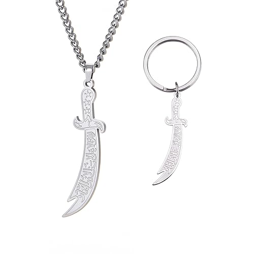 VASSAGO Schwert-Halskette für Männer und Frauen, Zulfiqar, Schwert, Halskette, Imam Ali Zulfiqar, Anhänger, arabische Rune, islamisch, muslimischer Schmuck, Talisman, Amulett, religiöses Geschenk, VASSAGO Schwert-Halskette für Männer und Frauen, Zulfiqar, Schwert, Halskette, Imam Ali Zulfiqar, Anhänger, arabische Rune, islamisch, muslimischer Schmuck, Talisman, Amulett, religiöses Geschenk, von VASSAGO