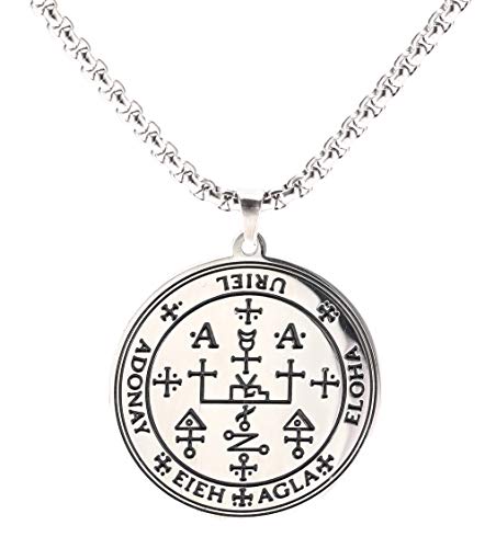 VASSAGO Siegel des Erzengels Uriel Kette Halskette Gravur Talisman Amulett Angel Wide Choker Vintage-Schmuck für Männer VASSAGO Siegel des Erzengels Uriel Kette Halskette Gravur Talisman Amulett Angel Wide Choker Vintage-Schmuck für Männer von VASSAGO