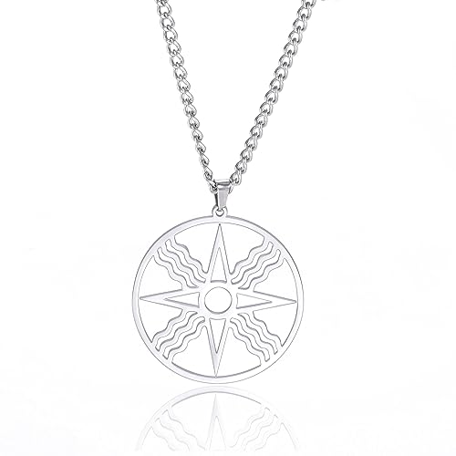 VASSAGO Siegel von Shamash Symbol Anhänger Halskette Sonnengott Anhänger Trendy Halskette Sonne Symbol Halskette für Männer Frauen Edelstahl Schmuck Geschenk, Edelstahl VASSAGO Siegel von Shamash Symbol Anhänger Halskette Sonnengott Anhänger Trendy Halskette Sonne Symbol Halskette für Männer Frauen Edelstahl Schmuck Geschenk, Edelstahl von VASSAGO
