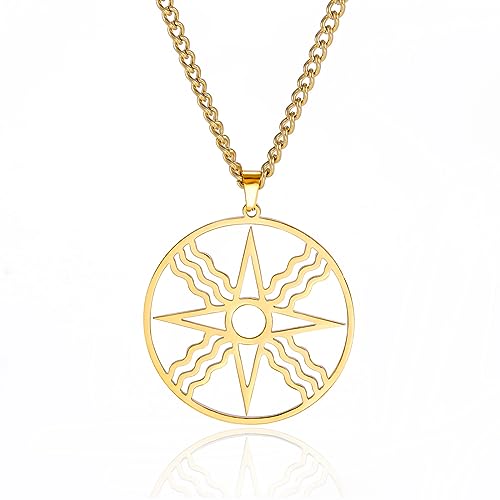 VASSAGO Siegel von Shamash Symbol Anhänger Halskette Sonnengott Anhänger Trendy Halskette Sonne Symbol Halskette für Männer Frauen Edelstahl Schmuck Geschenk, Edelstahl VASSAGO Siegel von Shamash Symbol Anhänger Halskette Sonnengott Anhänger Trendy Halskette Sonne Symbol Halskette für Männer Frauen Edelstahl Schmuck Geschenk, Edelstahl von VASSAGO