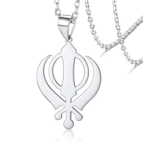 VASSAGO Sikhismus Halskette Sikh Khanda Schwert Halskette für Frauen Männer Edelstahl Sikhs Halsketten Schwert Symbol Anhänger religiöser Schmuck VASSAGO Sikhismus Halskette Sikh Khanda Schwert Halskette für Frauen Männer Edelstahl Sikhs Halsketten Schwert Symbol Anhänger religiöser Schmuck von VASSAGO