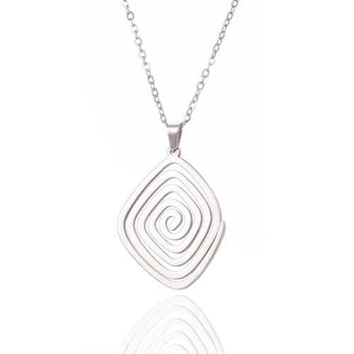VASSAGO Spiral-Halskette, unregelmäßiger Spiralanhänger, Halskette für Damen und Herren, geometrische Spiralen, Ring, Punk, Hippie-Schmuck, Geschenk, Edelstahl VASSAGO Spiral-Halskette, unregelmäßiger Spiralanhänger, Halskette für Damen und Herren, geometrische Spiralen, Ring, Punk, Hippie-Schmuck, Geschenk, Edelstahl von VASSAGO