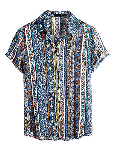 VATPAVE Herren Sommer Tropische Hemden Kurzarm Aloha Hawaii Hemden 3X-Large Blau von VATPAVE