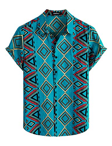 VATPAVE Herren Sommer Tropische Hemden Kurzarm Aloha Hawaii Hemden XX-Large Königsblau von VATPAVE