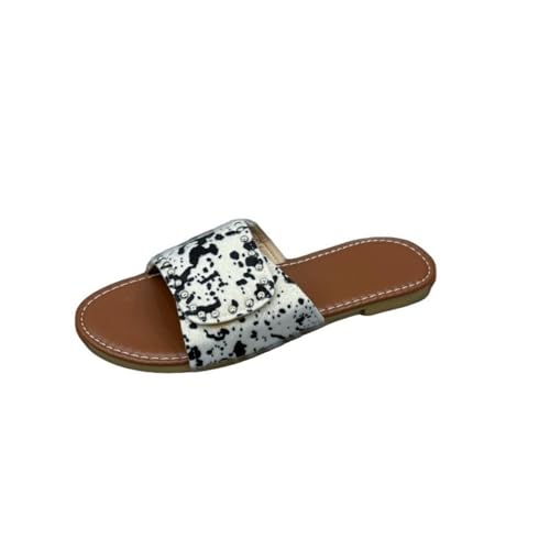 VAVENI Hausschuhe für Sommer tragen, Zehen Nieten Leopard Print Design Damen Sandalen, 36-43(Stil 3,36) von VAVENI