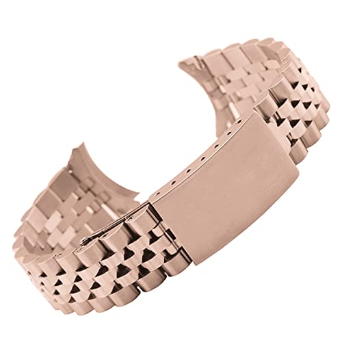 VAZZIC ENICEN Cuved End Strap Compatible With Rolex Datejust. Uhr Armband Band feste Edelstahl-Armband 13mm 17mm 18mm 19mm 20mm 21mm 22mm Band (Color : Rose gold no logo, Size : 20mm) von VAZZIC