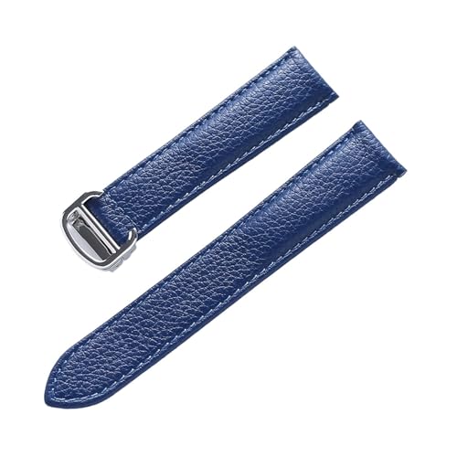 VAZZIC Litsche-Korn-Rinds-Rindsriemenriemen-Männer und Frauen kompatibel mit Cartier-Tank-Tank SOLO Londoner Leder Watchkette Zubehör (Color : Blue, Size : 14mm) von VAZZIC