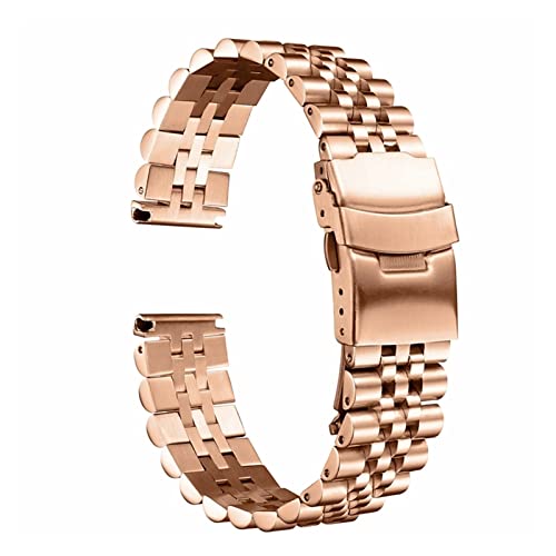 vazzic Männer Uhrenband Band Strap Edelstahl Stellungsschlussschließe Geschwindigkeit Meister Handgelenk Frauen Band 18mm 19mm 20mm 22mm 23mm 24mm 26mm 28mm 30mm (Color : Rose gold, Size : 20mm) von vazzic